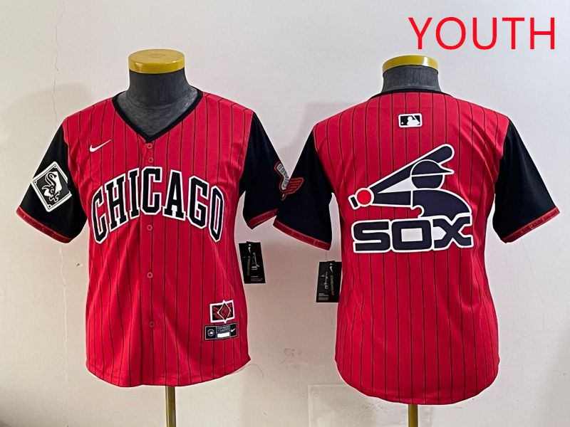 Youth Chicago White Sox Blank Red Stripe Joint Name Nike 2025 MLB Jersey style 12->youth mlb jersey->Youth Jersey